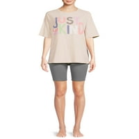 Тајни богатства женски и женски плус маица со краток ракав и краток сет за велосипеди, 2-парчиња