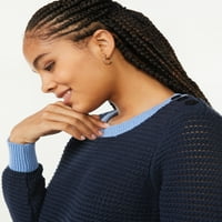 Бесплатно склопување џемпер за женско копче за рамо, средна тежина