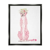 Tuphel Pink Leopard Floral Grand Animal & Insects сликање црна плови врамена уметничка печатена wallидна уметност