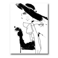 Прекрасна црно -бела манекенка Haute Couture Fashion Woman Ii сликарство платно уметничко печатење