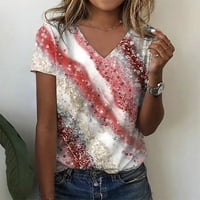 Блуза Женски Обични В - Вратот Блузи Краток Ракав Маица Печатени Лето Маица TopRed XL