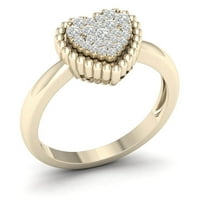 1 6CT TDW DIAMOND 10K YELWOND Gold Heartheart Cluster Ring