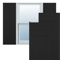Ekena Millwork 15 W 29 H TRUE FIT PVC HORIONTAL SLAT FRADED модерен стил фиксни ролетни за монтирање, црна