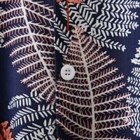 Цодггу Клиренс Менс Летни Маици Остава Отпечаток Лабава Обична Хавајска Модна Блуза На Плажа Врвови Јака Со Превртување Копче