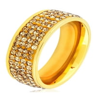 Крајбрежен накит жолти кристални камења злато позлатен прстен од не'рѓосувачки челик
