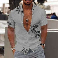 Мажи модни обични копчиња Хаваи печати блуза со кратки ракави за кратки ракави на продажба на продажба
