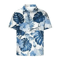 Гилисо Мажи Обични Копчиња Плажа Печатење Пресврт Краток Ракав Кошула Блуза