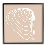 Sumbell Industries Clam Shell Seashell Stripes Casual Line Doodle Graphic Art Black Framed Art Print Wall Art, Design By Daphne Polselli