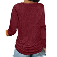 Обичните Кошули Со Долги Ракави На жените Паѓаат Лабави Фит Блузи Блузи Трендовски Мека Облека