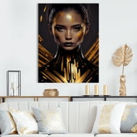 DesignArt сензуална течна златна жена јас платно wallидна уметност