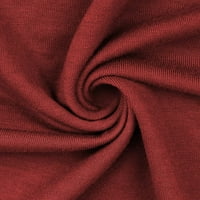 Мајталсој Женски Маица V Вратот Обична Блуза Еднобојна Краток Ракав Врвот Вино Црвено XL