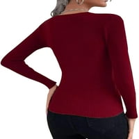 Bomotoo дами тенок вграден туничен блуза ребрести обични плетени врвови на куќички за нонгирање со долги ракави пуловер