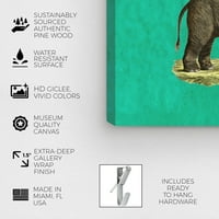 Авенија на пистата животни wallидни уметности платно отпечатоци „слон јас“ зоолошка градина и диви животни - сива, зелена боја