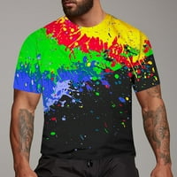 Машки кошули лето вратоврска графити со боја, печатени кружни врат кратки ракави лабави мета