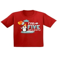 Незгодни стилови Пингвин роденденска маица Смешна пингвин кошула за момчиња 5 -ти роденденска кошула за девојки подароци за