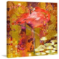 Flamingo Mingle Сликарство печатење на завиткано платно