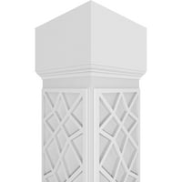 Ekena Millwork 10 W 10'H Craftsman Classic Square Non-Tapered Mosaic Fretwork Column W Mission Capital & Mission Base Base