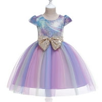 Девојки чипка принцеза фустан виножито боја контраст постепено боење лак фустан со фустан Пенгпег фустан, фустан, роденденски