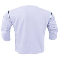 Capreze mens маица екипа на вратот на вратот на вратот на контрастните кошули со хенли редовно вклопуваат основни маички блуза со долг ракав бела л