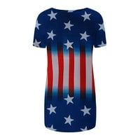 Трендовски Блузи За Жени Намалено Печатење На Знамето На САД Лето Краток Ракав Обична Графичка Маичка Кошула Трендовски Празничен