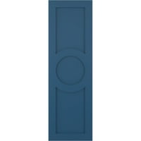 Ekena Millwork 12 W 59 H TRUE FIT PVC Cenral Circle Arts & Занаети Фиксни монтирање ролетни, Sojourn Blue