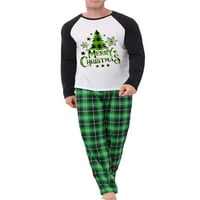 Соодветни Семејни Пижами Комплети Божиќно Пј Писмо За Божиќно Дрво Печатење Врвот И Карирани Панталони Џеми Облека За Спиење