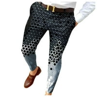 Баок машки панталони Мажи Тенок Фит Печатење Патент Копче Панталони Одговараат На Панталони Машки Обични Модни Долги Панталони