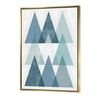 DesignArt 'Минимални триаголници IV Blue' Midncentury Modern Rramed Canvas