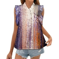 Feternal жени лето без ракави, случајни цветни печатени V-вратот маици врвови на блузи летни врвови за жени трендовски