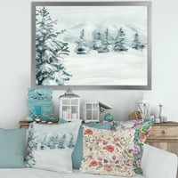 DesignArt 'Снежни борови дрвја на планината' Традиционална врамена уметничка печатење