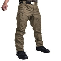 Машки Панталони Со Среден Струк Долни Еластични Панталони За Половината Џогер Обични Карго Панталони Врвка За Влечење Браун