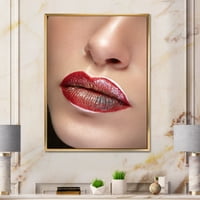 DesignArt „Затвори усни со професионален кармин и шминка“ модерно врамено платно wallидно уметности