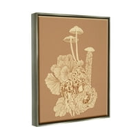 Индустриски студенти детални печурки шума флора природни растенија аранжман графички уметнички сјајни сиви лебдечки врамени