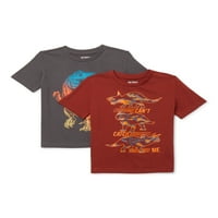 Графички маици со седум дабови момчиња диносаурус 2-пакувања, големини 4-7
