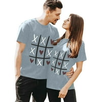 Yubnlvae совпаѓаат кошули за парови мажи маички блузи блуза в Valentубените ден кратки ракави, loveубовни маици за печатење