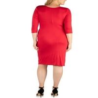 24Севечна облека за удобност плус големина на коленото должина V фустан од вратот