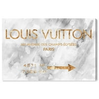ВИНВУД СТУДИО мода и глам wallидни уметности платно за печатење на парискиот знак на парискиот пат “ - сиво, злато
