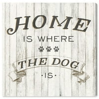 Типографија и цитати на пистата авенија и цитати за печатење на wallидни уметности „Дом е местото каде што кучето е„ Семејни