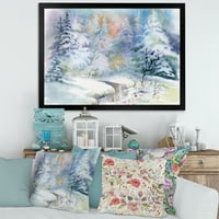 Дизајн Аарт „Снежна река со зимски пејзаж“ Традиционално врамено уметничко печатење