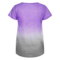 Базиреј Жени Блузи Жени Мода Кратки Ракави Цветни Печатени Обични Врвови Маица Блуза Виолетова Л