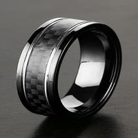 Крајбрежен накит црно позлатено не'рѓосувачки челик јаглеродни влакна жлебови прстен
