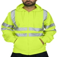 Абтел Мажите Работат Носат Рефлектирачки Шарени Дуксер Палто За Влечење Отворена Предна Топла Надворешна Облека Зелена XL