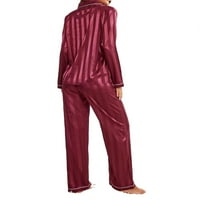 Шарено копче предниот пантолови поставува лапел долг ракав за спиење Елегантна женска пижама сетови