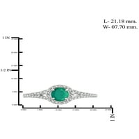 Jewelersclub Емералд прстен накит за роден камен - 0. Карат смарагд Стерлинг сребрен прстен накит со бел дијамантски акцент