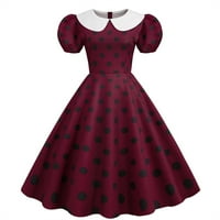 Плетени Фустани Точки Печатење Краток Ракав 1950 Тите Домаќинка Вечерна Забава Матурска Забава Секојдневен Фустан