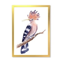 DesignArt 'Античка Hoopoe Bird на гранка' Традиционална врамена уметничка печатење